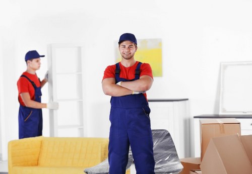 Checklist and packing materials used for a business move in Harold Wood