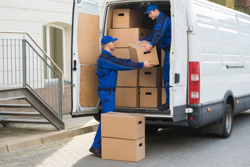 Office removal team preparing business equipment in Harold Wood