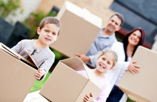 Office relocation team handling business equipment