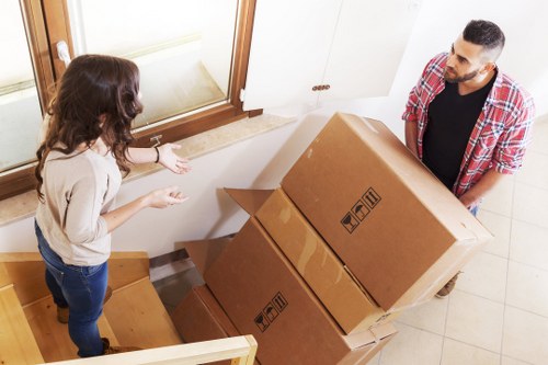 Boxes and home contents organised for removal in Harold Wood